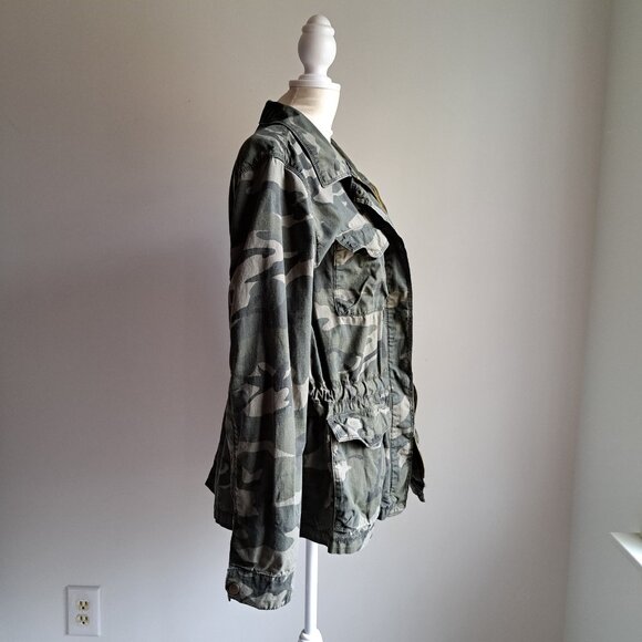 GUC Old Navy L green camouflage army jacket cargo utility chore camo - Picture 6 of 16